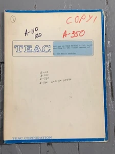 TEAC A-110 A-120 A-330 A-350 Cassette Deck Service Manual Original - Picture 1 of 3
