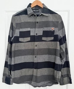 The Hundreds Adam Bomb Shirt Mens Gray Black Flannel Button Up Medium M - Picture 1 of 7