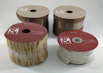 Lote de 4 rollos de lugar y tiempo marrón de 2,5" y 1,5" de cinta con bordes cable Foto 1 de 4