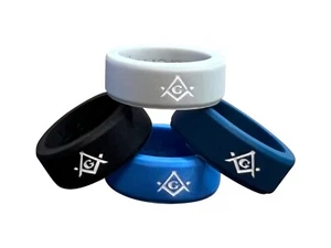 Masonic Rings Silicone (4 pack with Backfilled Square and Compass) - Picture 1 of 2