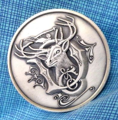 Hebilla de cinturón promocional John Deere Stag Scroll de colección años 80 Maco Bronze SP .MMR892 Foto 1 de 4