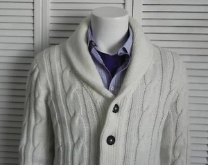 NUEVO Para Hombres ALPACA Acrílico Lana Cárdigan Cable Suéter Talla 3XL XXXL Blanco Elegante - Imagen 1 de 7