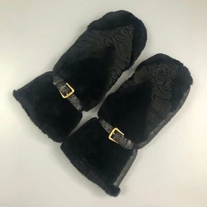 Authentischer Louis Vuitton Damen schwarz NUTRIA FELL Lammfell Lederhandschuh Handschuh Größe S - Bild 1 von 6