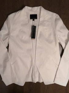 NEU Banana Republic weiß Leinen Blazer Gr. 6 maßgeschneidert Performance Elasthan Mantel - Bild 1 von 6