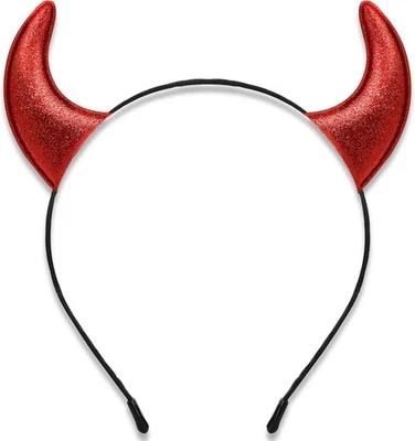Glitter Devil Horns Headband, Red Devil Horns Devil Costume for Women Men Girls - Image 1 of 4