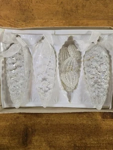 Vintage Weihnachten klassische Glas Ornamente gemischte Box Tannenzapfen & Herzen, gebraucht - Bild 1 von 8