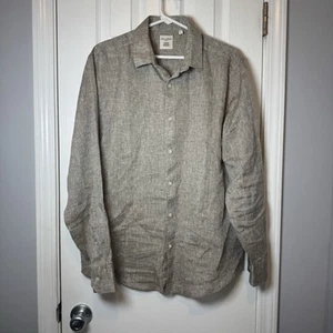 Baird McNutt Murano Herren 100 % Leinen Hemd Large hellbraun khaki Langarm Knopfleiste - Bild 1 von 5