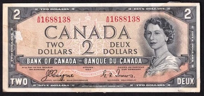 Canada 1954 $2 Two Dollar Devils Face Banknote Coyne - Towers A/B 1688138 - Image 1 of 2