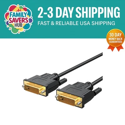 6FT DVI-D 24+1 Male to Male Cable for 1080P HD Displays - Safe & Eco-Friendly - Image 1 of 4