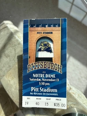🔥🔥Last Game at Pitt  Stadium- 1999 Notre Dame v Pittsburgh Football Stub!🔥🔥 - Image 1 of 2