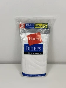 VTG Big & Tall HANES Cotton White Briefs 2000 3 Pack Size 2X 46-48 NEW OLD STOCK - Picture 1 of 5