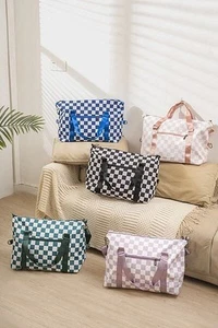 Zenana Checkered Multi-Pocket Travel Bag - Picture 1 of 12