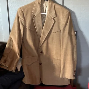 Vintage Cord Blazer Sakko Herren 40R Western Braun Ellenbogen Patches Academia - Bild 1 von 9
