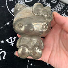 810G Pyrite Stone Hello Kitty Cat Carving Quartz Crystal Specimen Healing