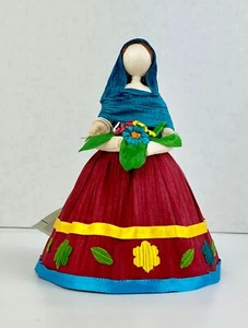 Maishülse Puppe "Lupita" Blumenverkäufer Pose mexikanische Volkskunst neu mit Etikett Handarbeit - Bild 1 von 10