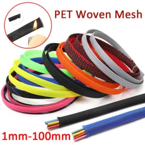 Expandable Sleeve Wire Sheathing Harness Braided Cable Sleeving, Loom,33 Colors - Picture 1 of 39
