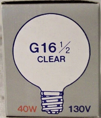 EXTRA LIFE 130V Candelabra Base 40-Watt G16.5, Light Bulbs, Clear NEW BOX OF 25 - Image 1 of 4