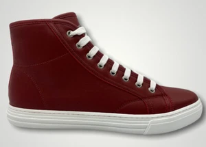 Gucci Red Leather High tops Sneakers Size US 8 Made In Italy - Photo 1/6