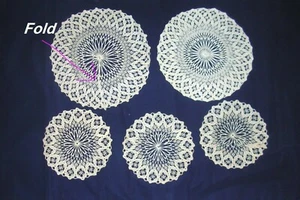 1960s Vintage Lot of 5,Round Crochet Doilies, Unused Lot # 5 - Picture 1 of 5