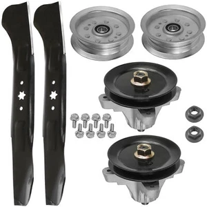 Deck Spindle Pulleys & Blade For Troy-Bilt Bronco 46X 46T 46K Horse XP TB 46 46" - Picture 1 of 7