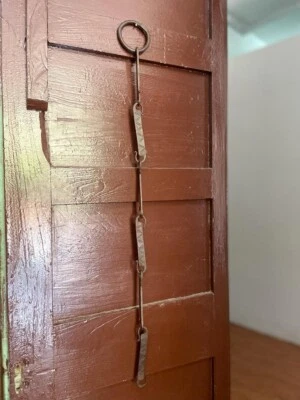 ANTIGUA CADENA GANCHO LÁMPARA COLGANTE PARED HIERRO RÚSTICO TALLADA HECHA A MANO VINTAGE CON ANILLO Foto 1 de 4