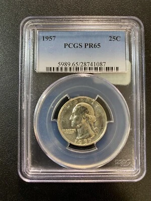 1957 PROOF WASHINGTON QUARTER PCGS PR-65 - SILVER PROOF - CERTIFIED SLAB - 25C - Image 1 of 2