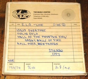 ELO ELECTRIC ORCHESTRA NIGHT THE LIGHT WENT ON LIVE STUDIO DE LANE LEA REEL TAPE - Imagen 1 de 6