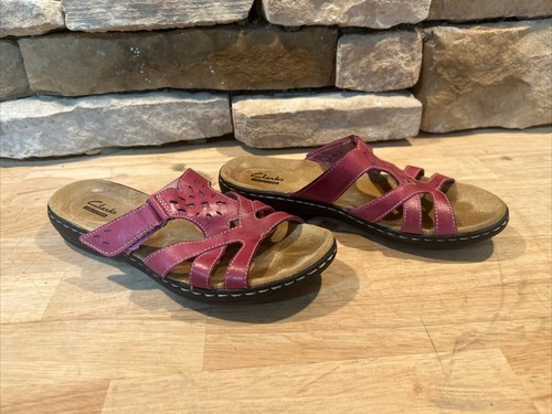 Sandali donna Collection by Clarks taglia 8 M rossi in pelle con cinturino slip on