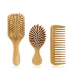 3Pcs Bamboo Hair Brush Combs Set for Women Men Kids Wet Dry Long Short Hairs