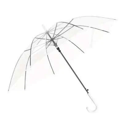 Ombrello trasparente maniglia bianca per evento matrimonio sposa pioggia  - Immagine 1 di 2