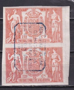1906 - España - Africa Occidental - Fiscal - Golfo Guinea- Pareja - Rojo Palido - Imagen 1 de 2