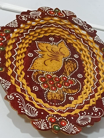 Hand Paint Wooden Wall Basket Tray. Made In Bulgaria Cover