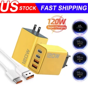 120W 4-Port USB C Fast Wall Charger Block For All Cell Phone iPad Lot - Picture 1 of 16