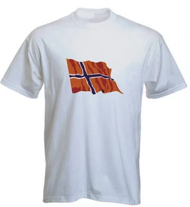 T-Shirt für Fußball LS133 Ländershirt mehrfarbig Norway - Norwegen mit Fahne - Bild 1 von 1