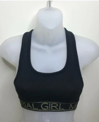 Материал девочка золото логотип спортивный бюстгальтер черный размер средний - Изображение 1 из 2