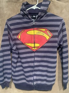 Superman Zip Up Sweatshirt Hoodie Boy's 10/12 - Picture 1 of 9