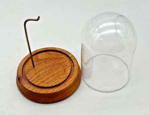 Pocket Watch Glass Display with Oak Base. 4" Round 5" High. NEW - Picture 1 of 3