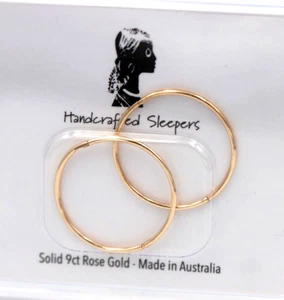 9ct Rose Gold Sleepers Hinged Earrings Plain 20mm inside diameter -Free Post - Picture 1 of 7