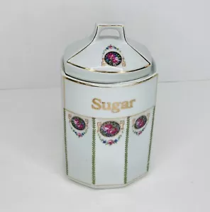 Bote de azúcar de porcelana bloque blanco de colección cocina dorado sin patatas fritas Alemania LEER - Imagen 1 de 11