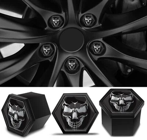20 x 19 mm Alufelge Mutter Schraube Abdeckkappen Universal Auszieher Totenkopf schwarz - Bild 1 von 6