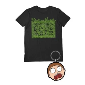 Rick and Morty T-Shirt Computer Family T-Shirt and Keyring Gift Set - Picture 1 of 12