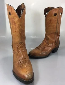 Botas vaqueras de rodeo occidentales de cuero tostado Durango West 9 D hechas en EE. UU. - Imagen 1 de 8