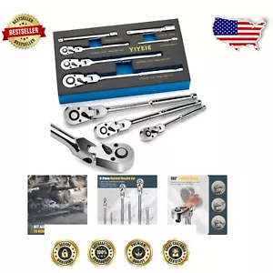Ergonomic 6-Piece Ratchet Wrench Set: 1/4, 3/8, 1/2 Drive with EVA Foam Tray - Picture 1 of 9