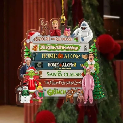 Enfeite de Natal filme dos anos 90: filmes de Natal retrô acrílico, presente para fã sozinho em casa - Imagem 1 de 3