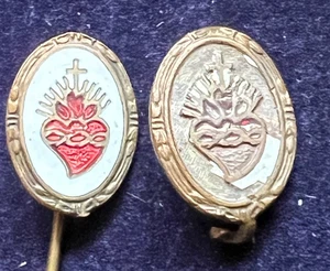 VINTAGE SACRED HEART OF JESUS (REVERSE DEPICTION) MADE ITALY STICK PIN & BROOCH - Picture 1 of 5