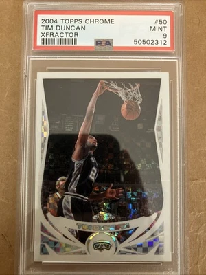 2004 Topps Chrome Xfractor Tim Duncan #50 PSA MT 9 Spurs HOF (73/110) - Image 1 of 3