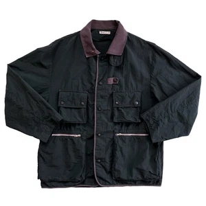 Vintage 1980's Stone Island Nylon Jacket Size 50 Black Purple Length 81cm - Picture 1 of 7