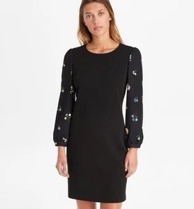 Karl Lagerfeld Paris Black Floral Sleeve Sheath Dress Sz. 4 NWT! - Picture 1 of 6