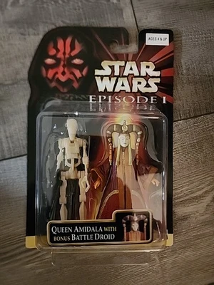 "Figuras de 3,75"" Star Wars Hasbro Ep 1 Queen Amidala 1999 con droide de batalla extra" Foto 1 de 2