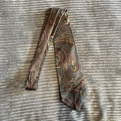 Corbata de Colección Polo Por Ralph Lauren Etiqueta Plateada Paisley Cuello Hecha a Mano Foto 1 de 4